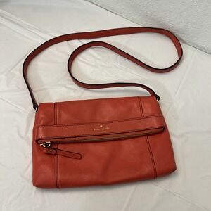 Kate Spade Fremont Place JULIAN Red Coral Leather Purse Crossbody Bag 10 X 6
